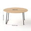 Table basse ronde avec tablette ouverte en bois d'acacia et en acier noir, style minimaliste moderne
