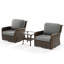 Ensemble de conversation d'extérieur 3 pièces avec chaises berçantes pivotantes en osier et table d'appoint