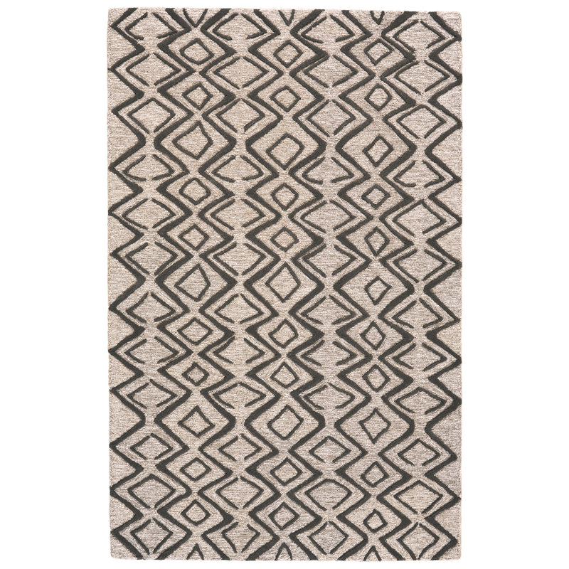 Bryana Geometric Handmade Tufted Wool/Cotton Area Rug, Rectangle 3'6" x 5'6"