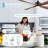 Modern Ceiling Fan With Led Light, Solid Walnut Blades, Dc Motor, Reversible Airflow, Dimmable 3 Color Led, Remote & Smart Control-1091639985