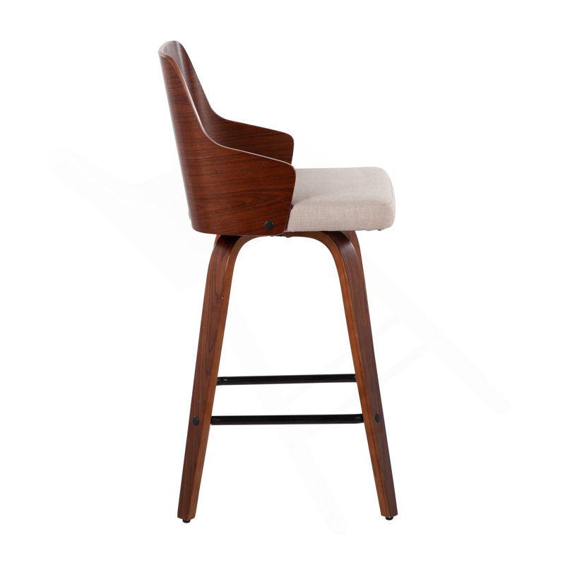Tabouret de comptoir de style Mid-Century moderne en noyer et beige Ariana par Lumisource, ensemble de 2