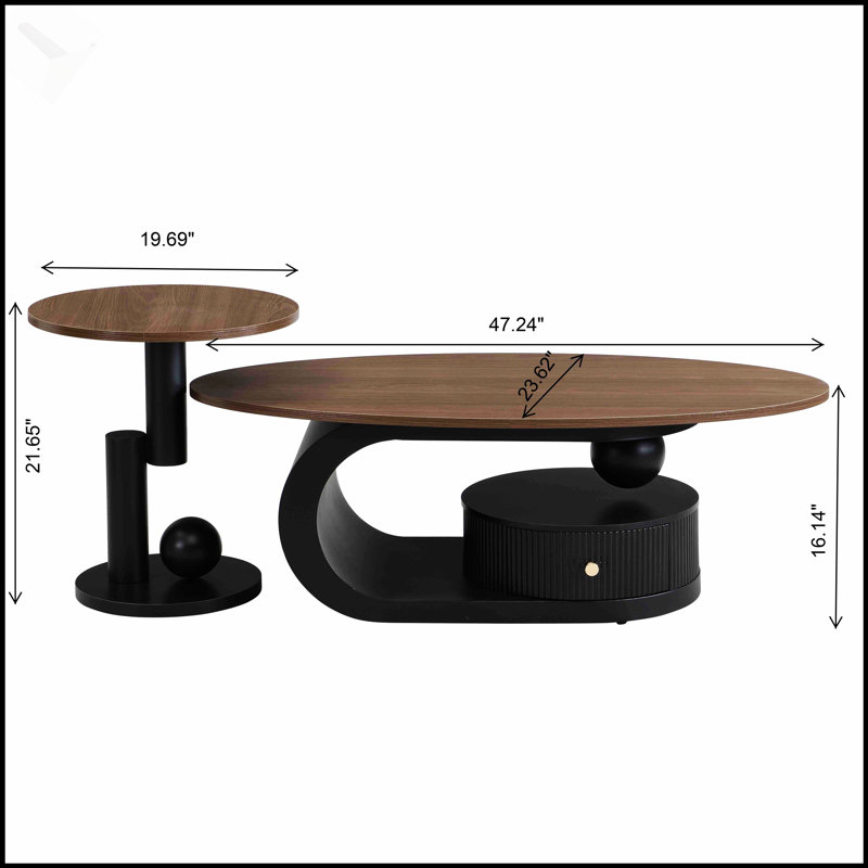 Ensemble de 2 tables gigognes Luxury, Noir