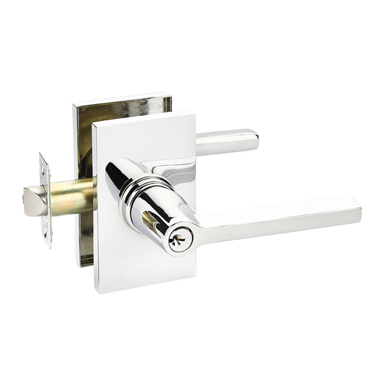 Levier de porte à clé avec rosette Helios, Gauche, Chrome poli, Oui