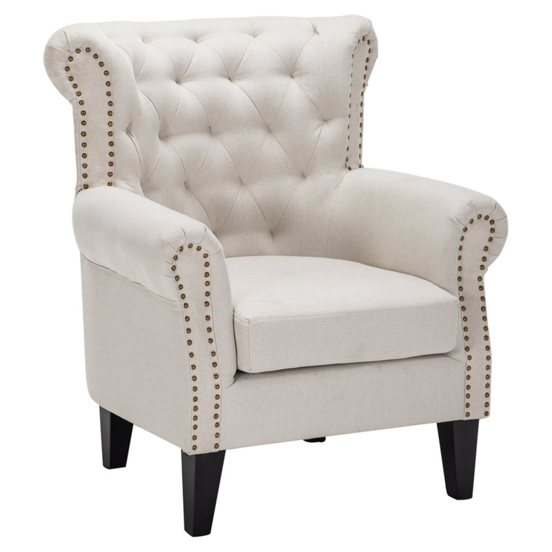 Abrielle Upholstered Wingback Chair, Cream Incorrect
