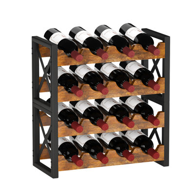 2-in-1 Wine Rack Countertop, Small Wine Rack Organizer Holder, Wooden Wine Rack Inserts for Cabinet, Stackable Wine Rack for Kitchen,Home Bar