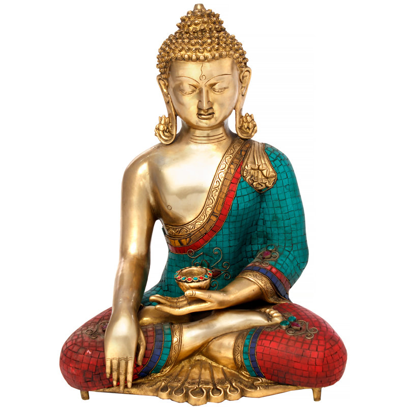 Statue de Bouddha tibétain bouddhiste en terre touchant un geste de la terre