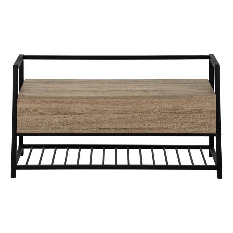 Bench, Entryway, Hallway, Storage, 42" Rectangular,  Laminate,  Metal, Contemporary, Modern, Dark Taupe