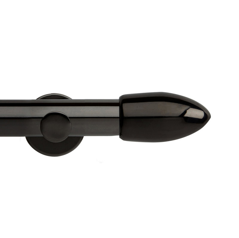 Ashvika Antique Bronze 3.5cm Single Curtain Pole,  3.50cm H x 120cm W x 3.50cm D, Black Nickel