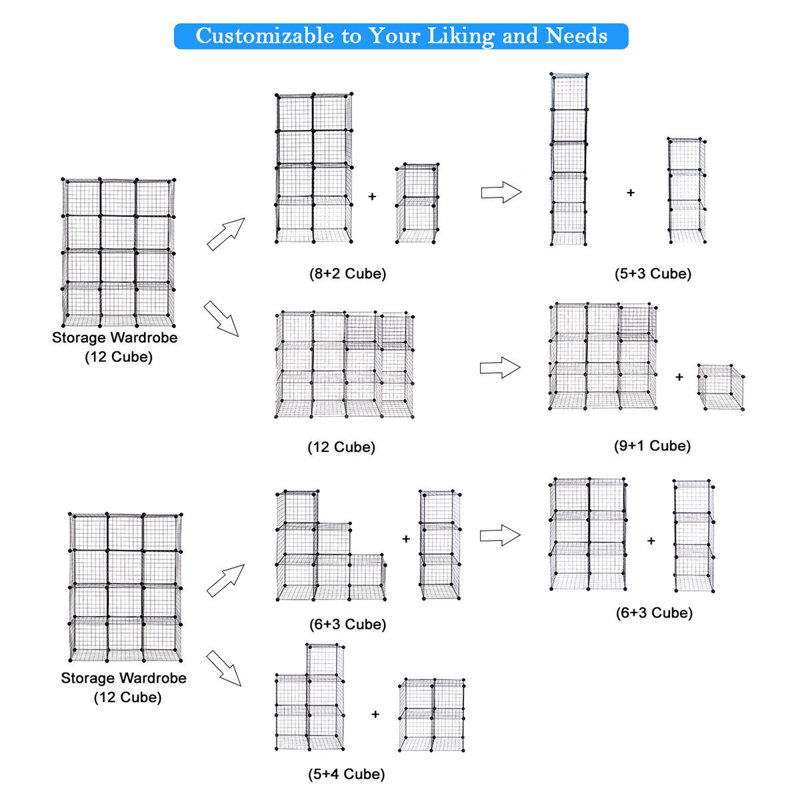 145cm H x 110cm W Iron Cube Bookcase