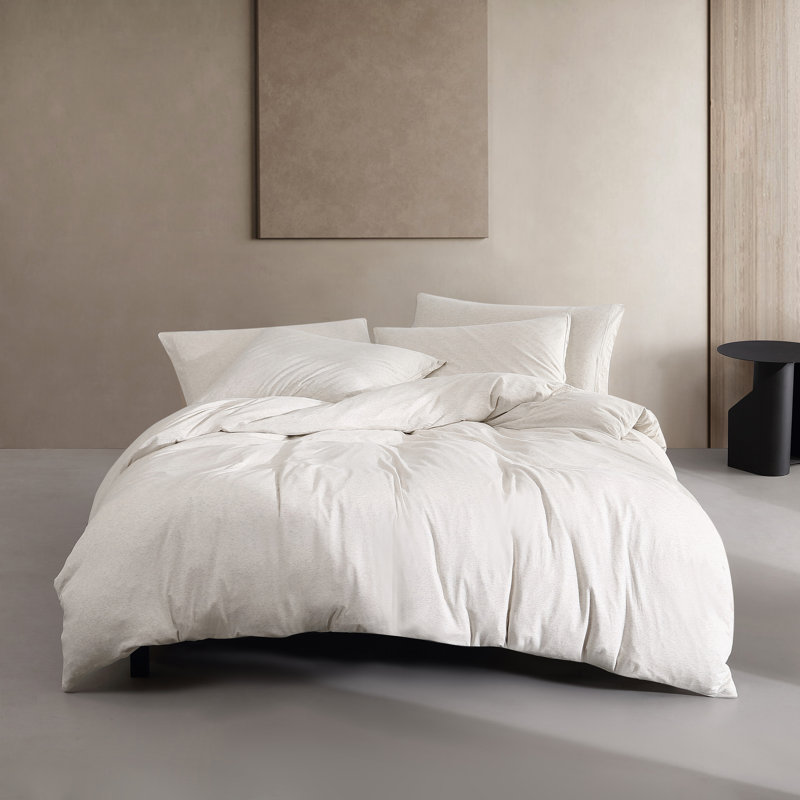 Ensemble de housse de couette en mélange de coton, Housse de couette très grand et 2 très grandes t, Ivoire/Gris