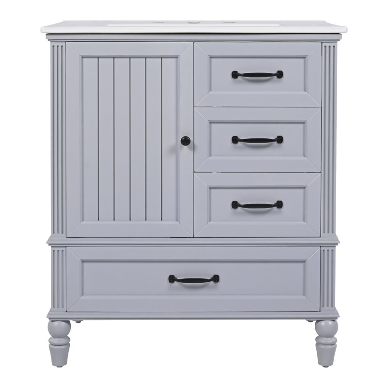 Meuble-lavabo 30 po avec lavabo, Gris