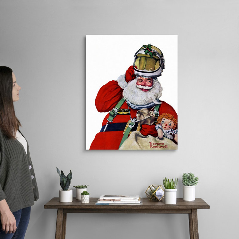 Space Space Santa, art mural sur toile, H 30 po x l 24 po x P 1,25 po, Toile tendue