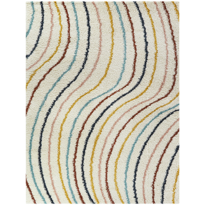 Domynick Abstract Cream Area Rug, Rectangle 3'11" x 5'7"