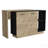 Kitchen Island, Two External Shelves, Double Door Cabinets, Three Shelves - Black / Light Oak-882430975