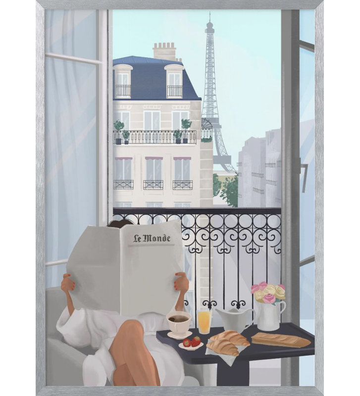 "Paris balcon", art mural texturé encadré, Argent, H 14 po x l 10 po