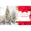 Petit arbre de Noël floqué avec 70 lumières blanches chaudes, 365 branches Pe +, base de pot et 7 ornements décoratifs pour fêtes en bois