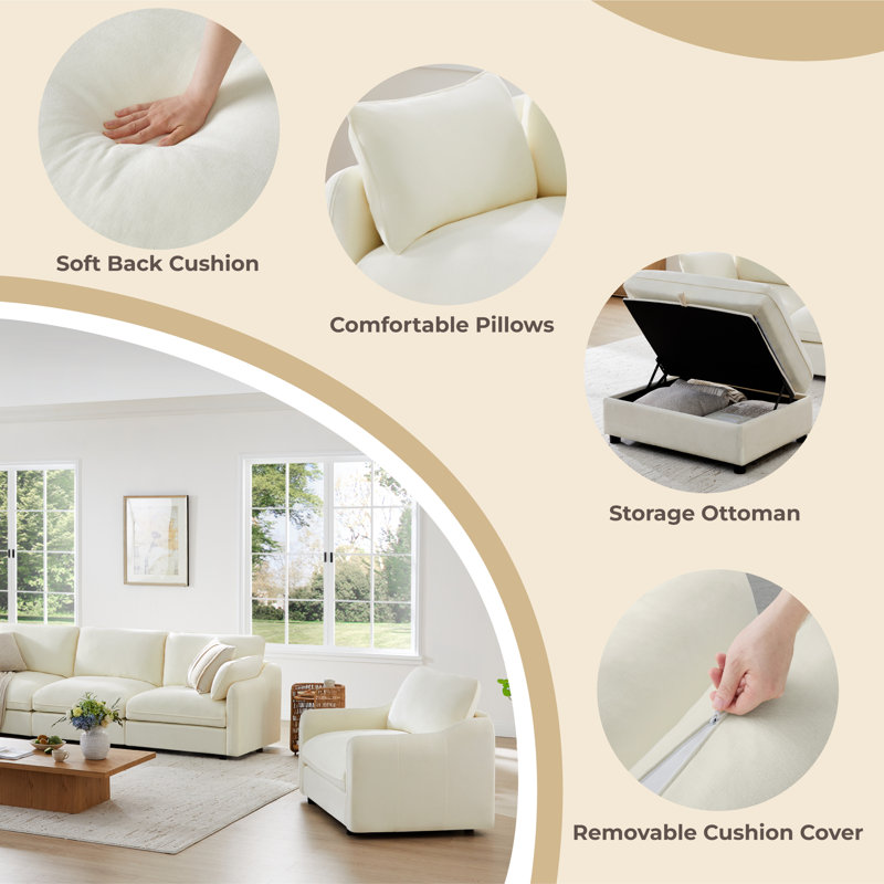 78" Modern Upholstered Sofa, Linen