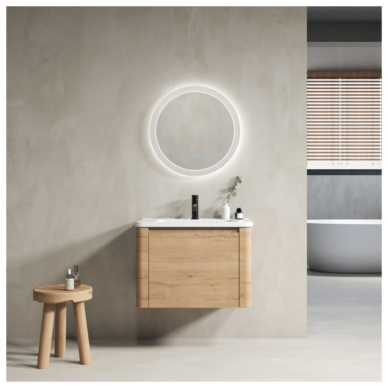 Meuble-lavabo mural moderne 28 po avec lavabo en céramique blanche