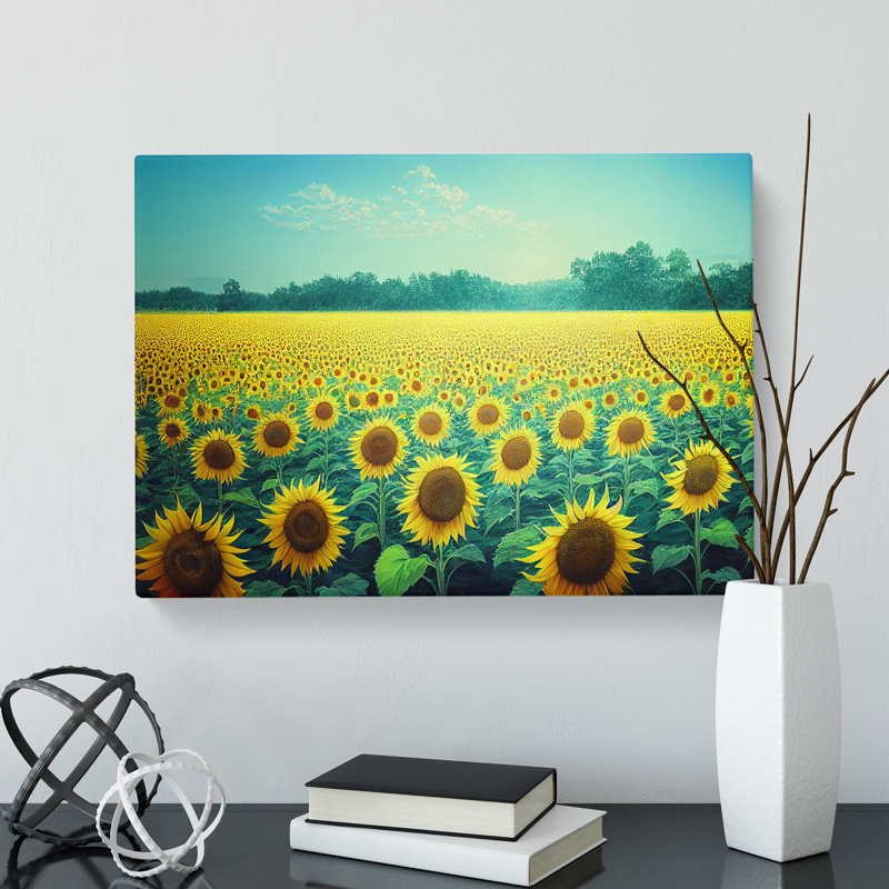 Captivating Sunflower Field - Wrapped Canvas Print, 40cm H x 60cm W x 3cm D