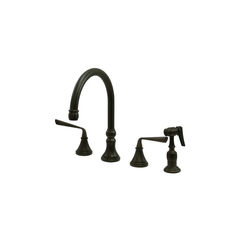 Copenhagen Double Handle Widespread Kitchen Faucet with Brass Sprayer, Oil Rubbed Bronze