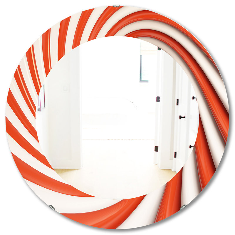 Spirale orange - miroir moderne, H 31,5 po x l po