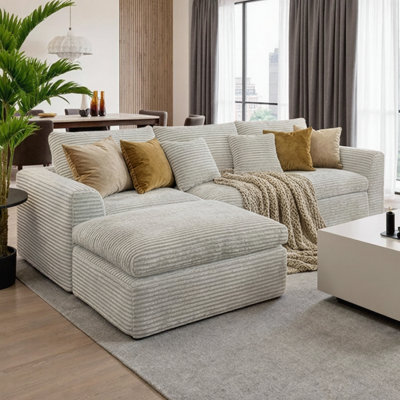 30-Density Boneless Sponge, Double-Layer Cloud Cushions, Corduroy Wrap, L-Shape Chaise Left/Right Swap, Vacuum-Packed Instant Expand, Sofa-to-Bed in Seconds