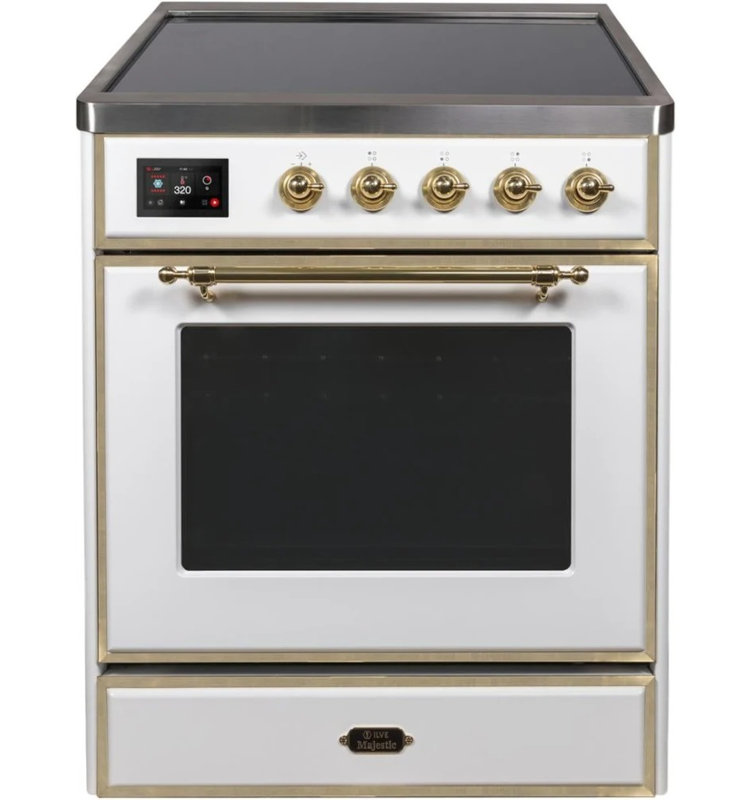 Majestic II 30" 4 cu. ft. Freestanding Electric Range, White/Brass