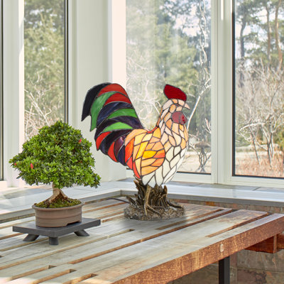 Adlam Rooster 15"H Colorful Stained Glass Accent Lamp