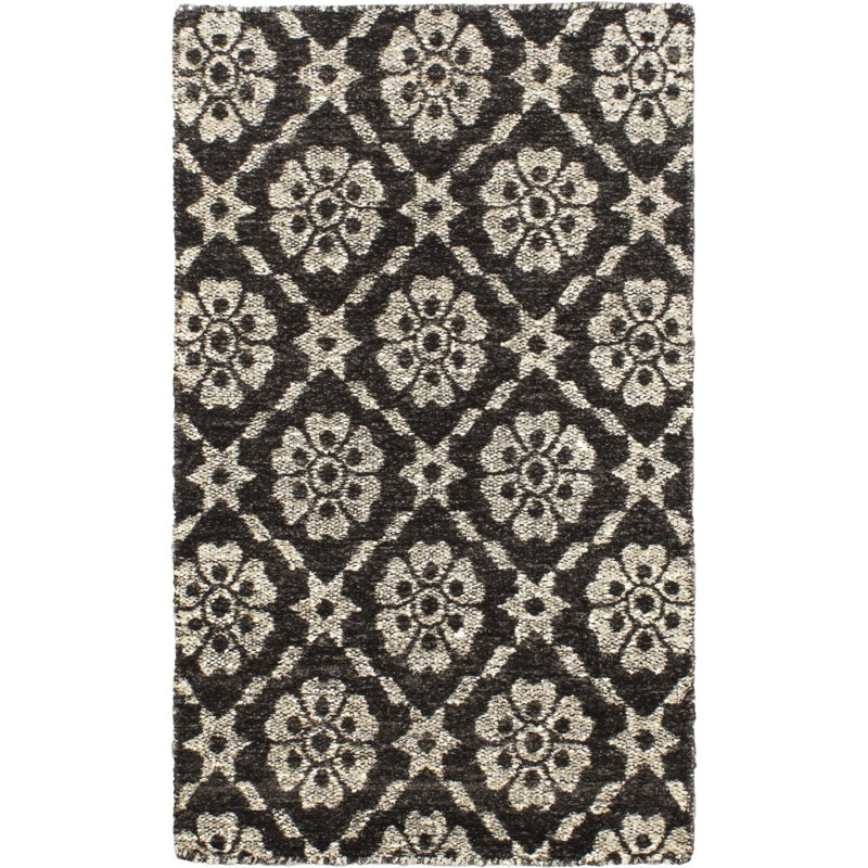 Rodrigo Hand-Looped Black Area Rug, Rectangle 2'11" x 5'3"