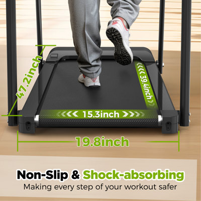Tapis de marche pour tapis d'exercice, tapis roulant pliable pour personnes âgées, conception structurelle stable et sécuritaire, grand écran DEL pour personnes âgées, longue main courante pour l'équilibre, capacité de 300 lb
