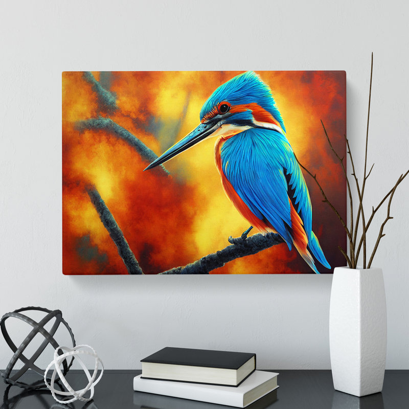 Amazing Kingfisher Bird - Wrapped Canvas, 40cm H x 60cm W x 3cm D