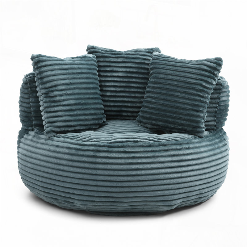 Grande chaise en velours côtelé avec bourre, Turquoise