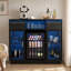 Armoire-bar 47,6 po avec espace de réfrigérateur, buffet moderne avec portes en verre et tiroirs pour la salle à manger, noir
