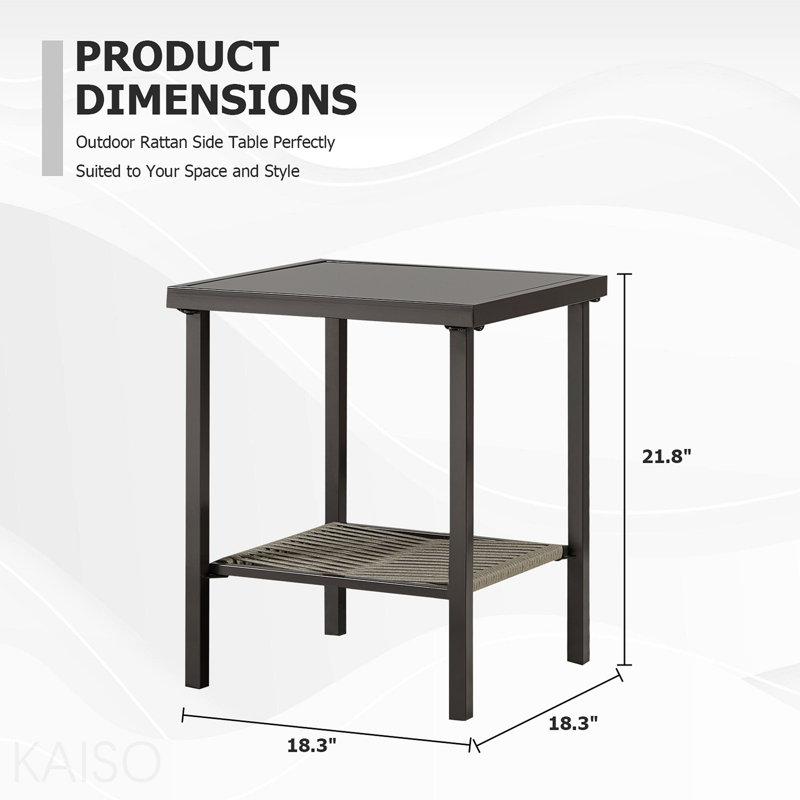 Table d'appoint d'extérieur en rotin toutes saisons de 22 po x 18 po x 18 po pour l'extérieur
