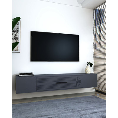 Modern TV Stand, Anthracite, 100% Melamine Coated Particle Board, Thickness: 0.7 inches | Wall-Mountable, Geometric Design, Perfect for Living Room & Entertainment Spaces