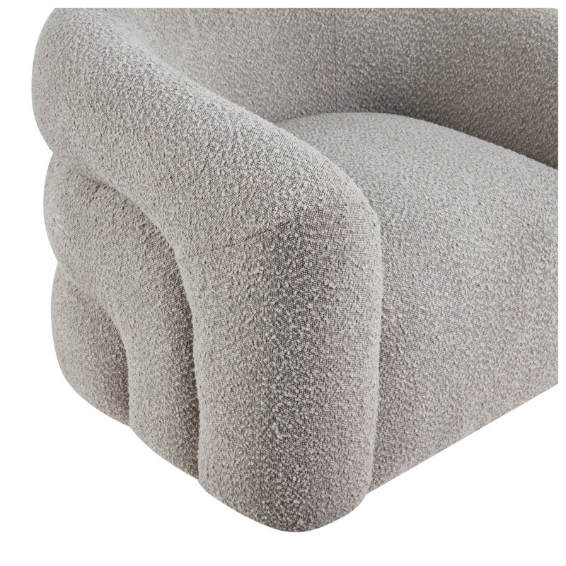 1 pièce Fauteuil d'appoint pivotant gris Boucle Revêtement en bois massif Mobilier de salon de luxe moderne Durable Élégant design