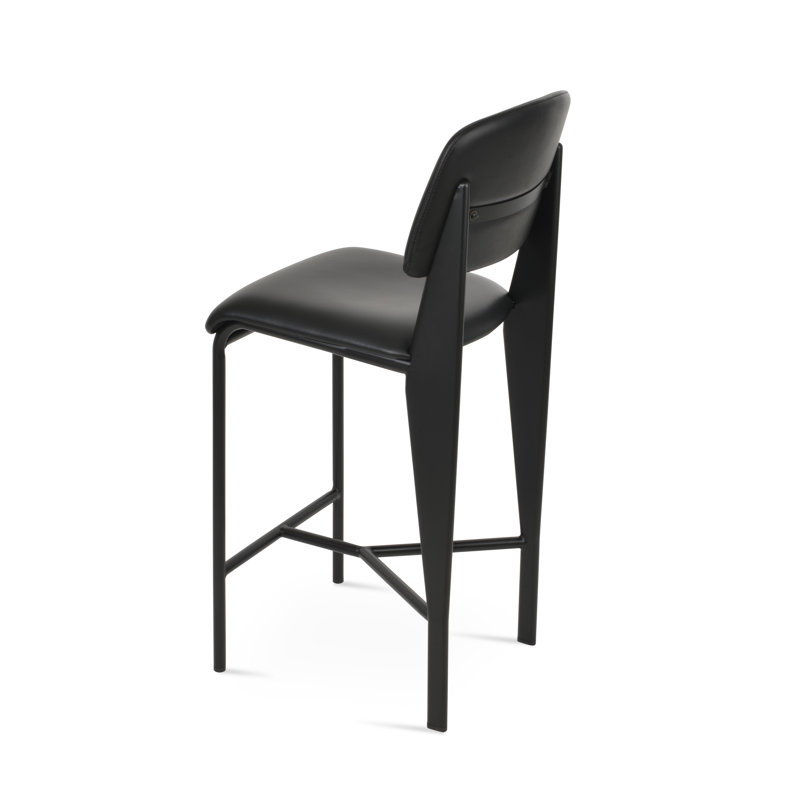 Tabouret de comptoir et de bar Cove, Siège noir / cadre noir, Tabouret de comptoir (siège d'une hauteur de 25 p