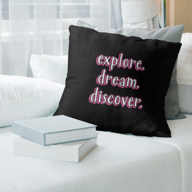 Coussin décoratif Explore Explore Dream, 14 po x 14 po, Rose, Housse de coussin seulement - sans coussin