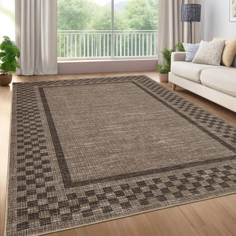 Modern Border Machine Washable Area Rug for Living Room Bedroom Stain Resistant Throw Carpet for Home Decor Office