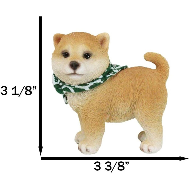 Figurine miniature de chiot Shiba Inu japonais réaliste avec écharpe