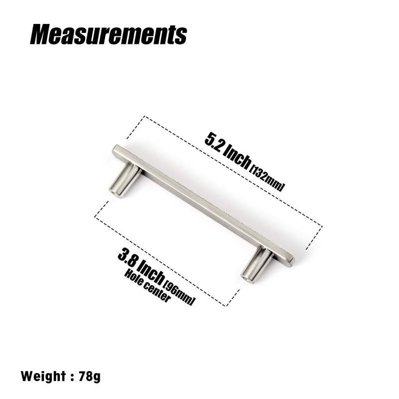 Multipack de poignées de barre de nouveauté irrégulières, Nickel satiné, 3 3/4"