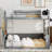 Queen Size Wooden Bunk Bed With Built-In Shelves,Storage Box,LED Light And USB Charging Station,Grey-2039436312