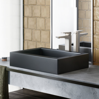 Lavabo vasque rectangulaire en céramique 22 po Voltaire, noir mat SM-VS282MB