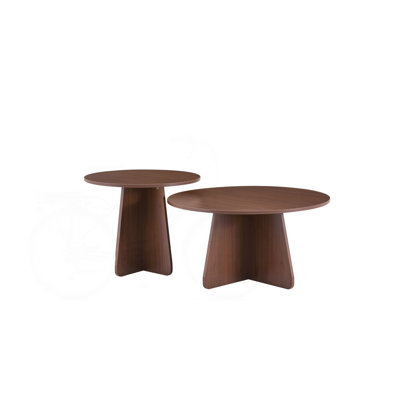Retro Nesting Coffee Table Set with Round Tables and Crisscross Legs