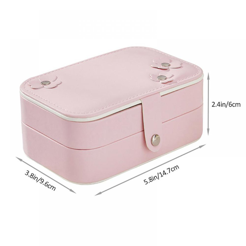 Boîte de rangement pour bijoux à double couche, Rose Primerose