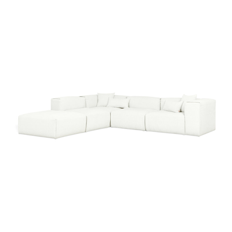 Nest Modular Sectional, Bone Boucle, Left Hand Facing