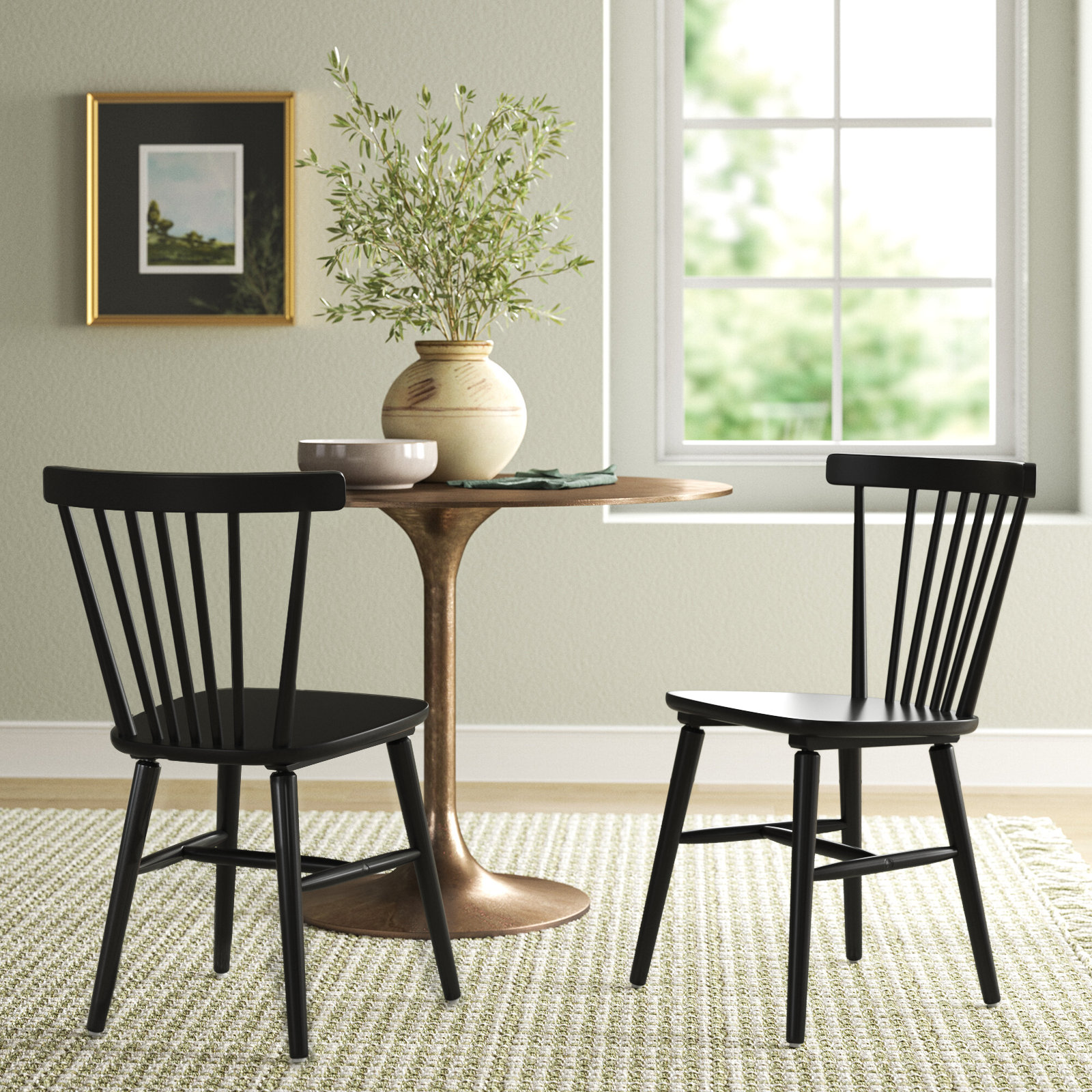 Antoya Solid Wood Dining Chair, Black