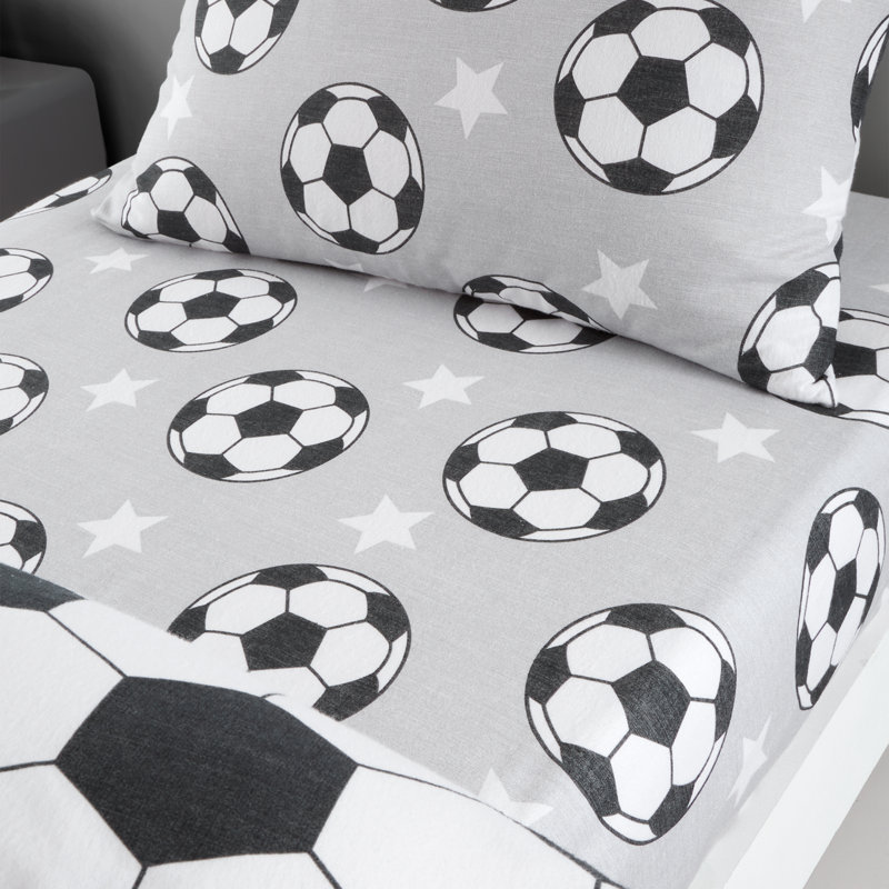 Brushed Cotton Football Stars Fitted Sheet, Double (4'6)