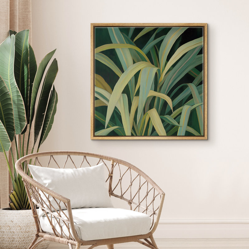 «Green Botanical Plant Simple Minimalist», impression sur toile encadrée, Naturel, H 16 po x l 16 po
