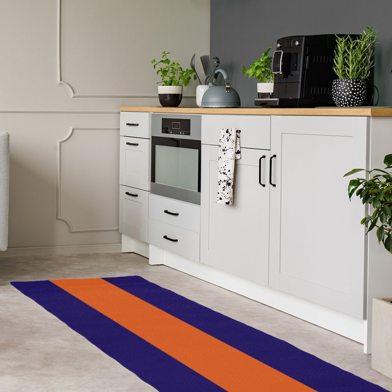 Tapis à rayures mauve/orange, Tapis de couloir 2 pi 6 po x 8 pi